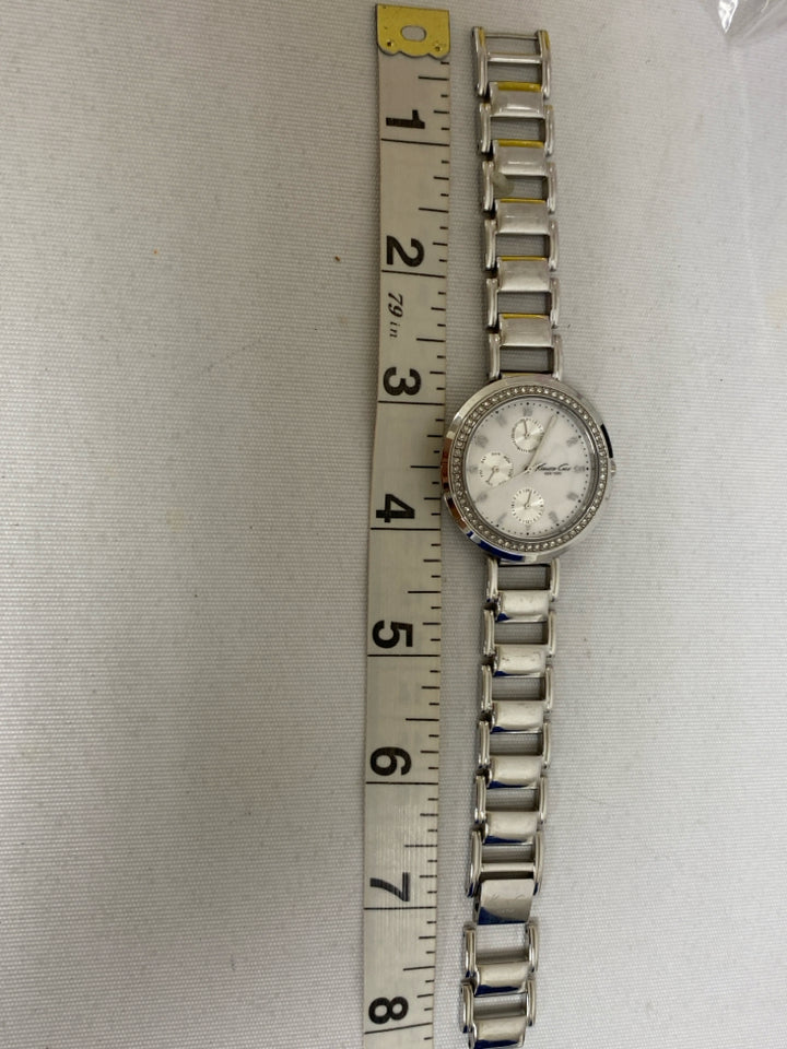 Kenneth Cole Silver Color Clear Jeweled Ladies Wristwatch