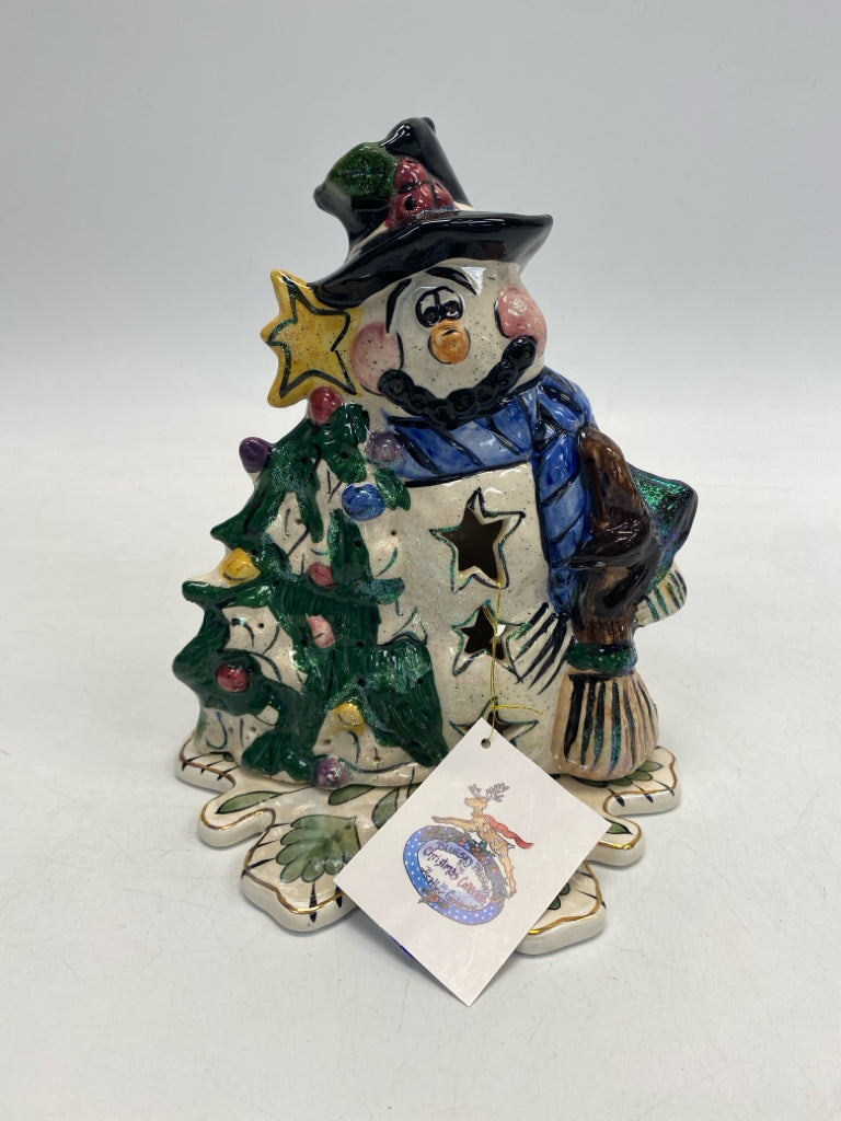Blue Sky Clayworks Cream/Blue Green/Multi Snowman Christmas