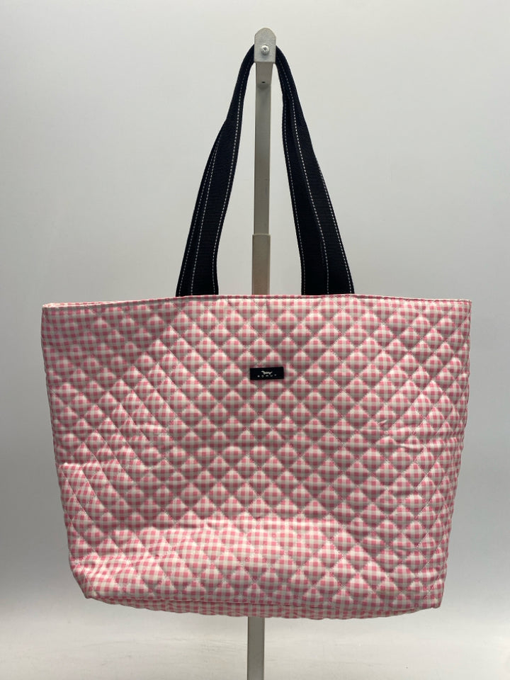 Scout Pink White Checkered Tote Bag