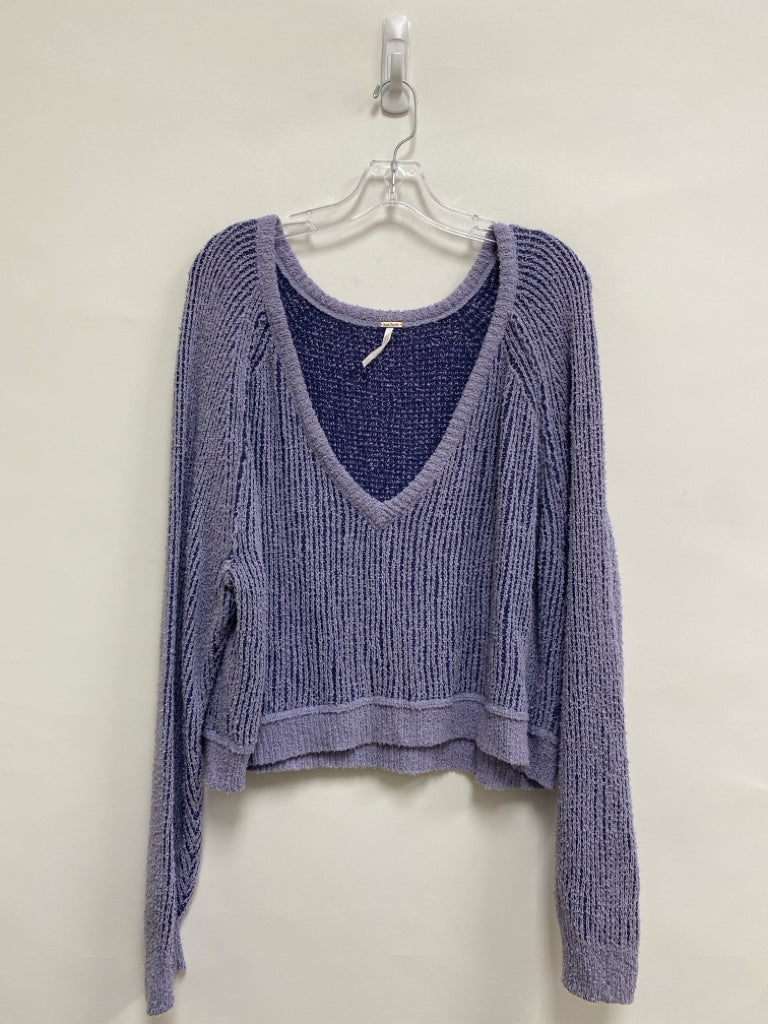 Free People Size L Periwinkle Navy Cropped Ladies Sweater
