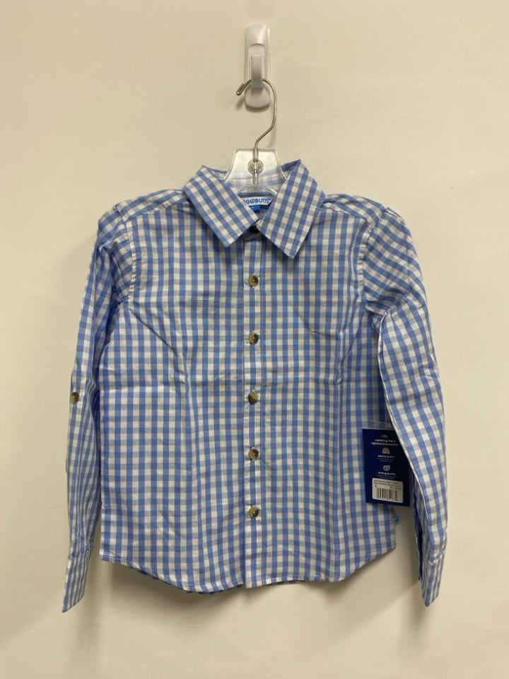 NWT RUGGEDBUTTS SIZE 6 White/Blue Checkered Button Up Boy&