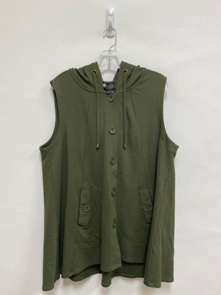 CHRISTIAN SIRIANO Size 1X Green Hooded Plus Size Vest