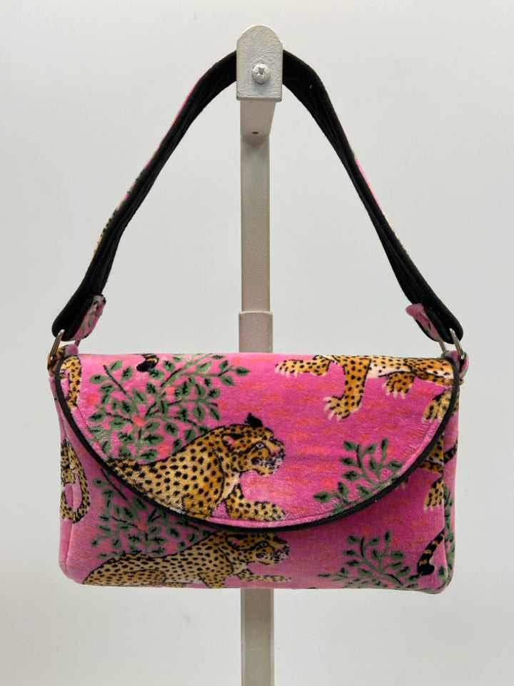 Pink Brown/Green Tiger(s) Fabric Handbag