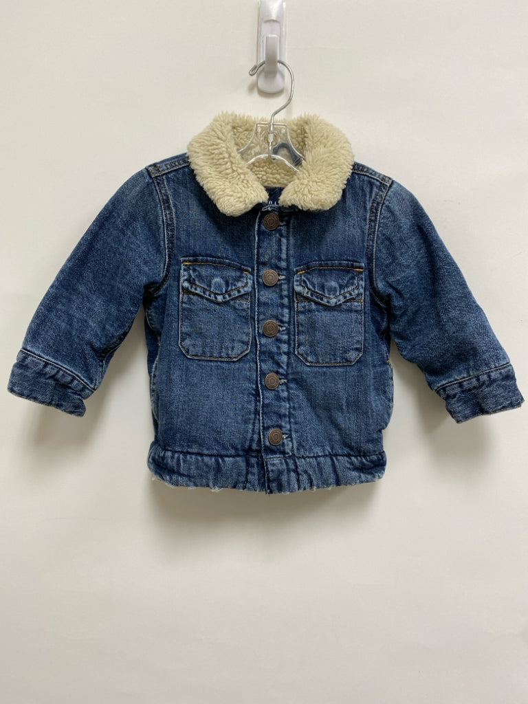 Gap SIZE 12-18M Blue Denim Faux Fur Collar Boy&