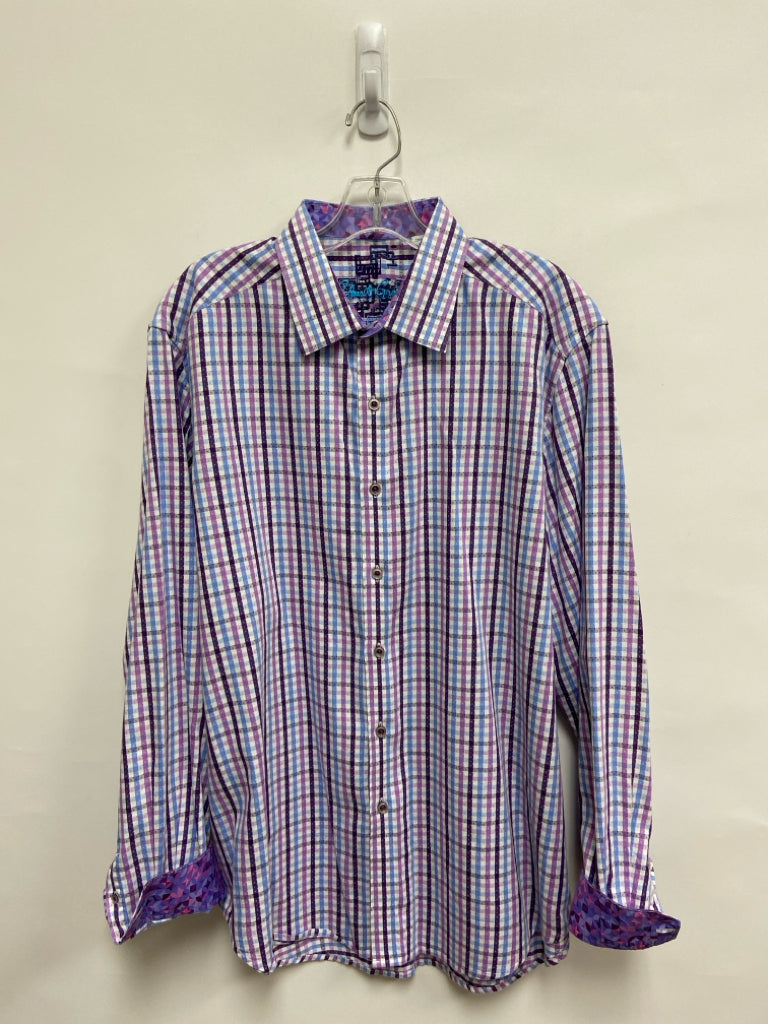 Robert Graham Size XL White/Blue Plum Plaid Men&