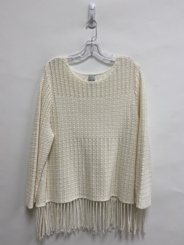 Nic+ Zoe Size 1X Cream Fringe Plus Size Sweater