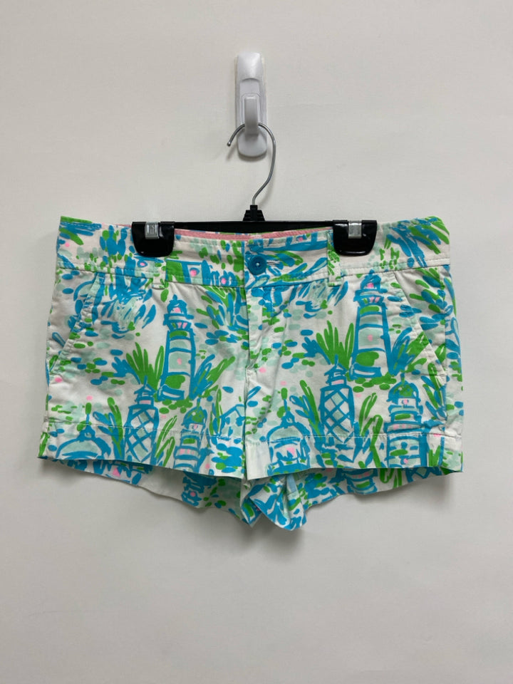 LILLY PULITZER Size 2 White Blue/Green Lighthouse Ladies Shorts