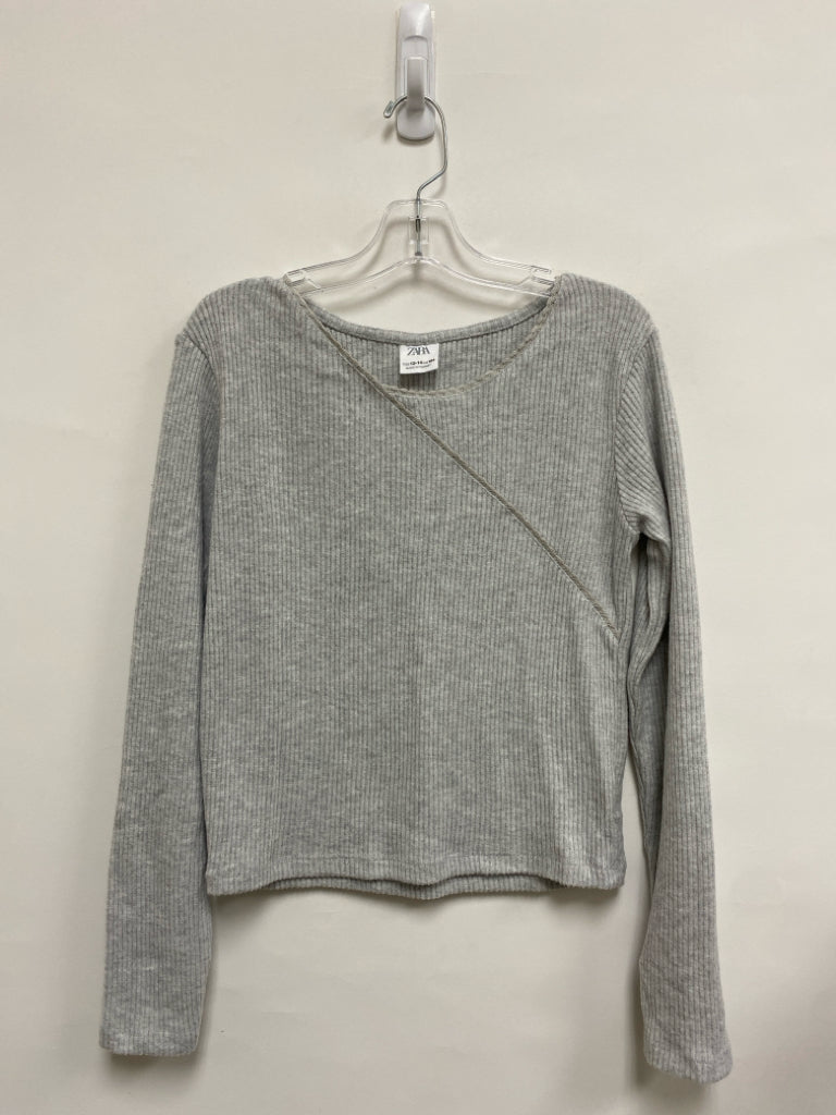 Zara SIZE 13/14 Gray Ribbed Long Sleeve Girl&