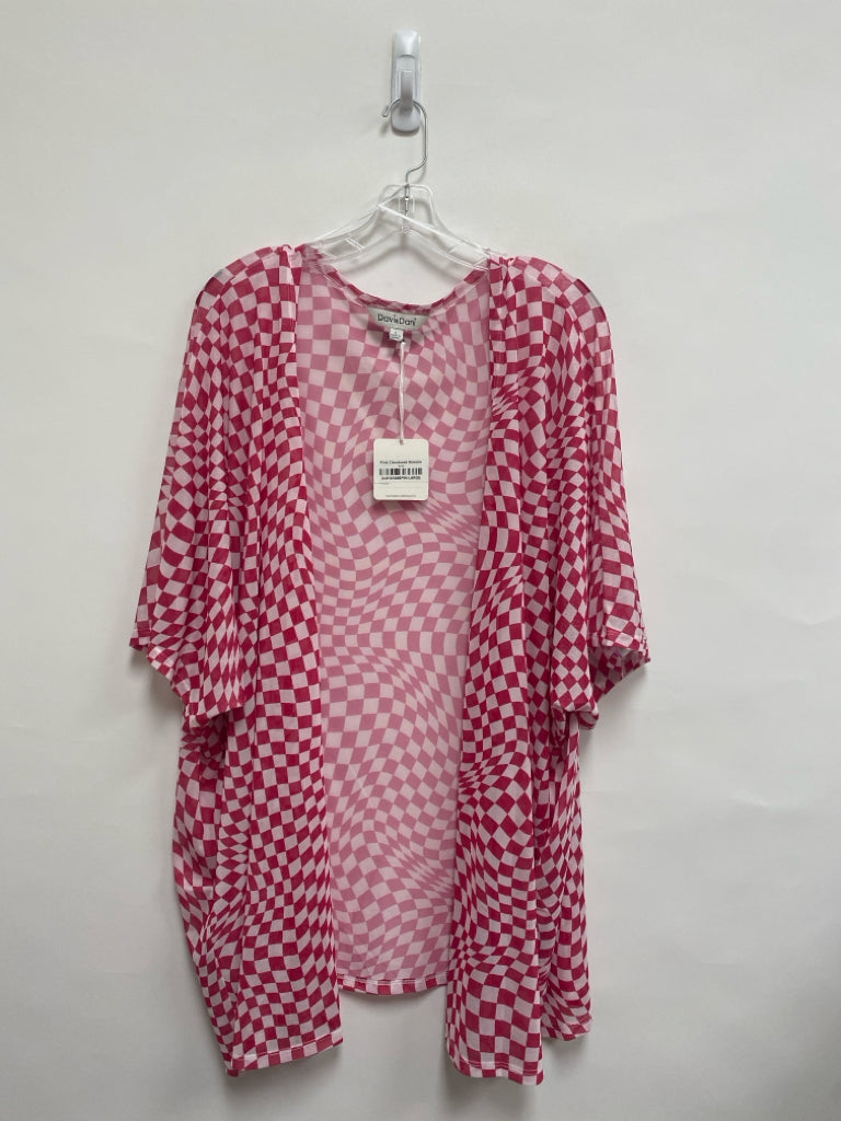 NWT Size L Hot Pink White Checkered Sheer Ladies Kimono
