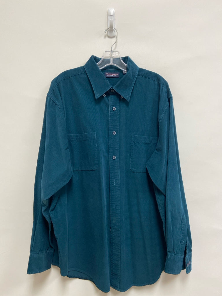 Roundtree &amp; Yorke Size XL Dark Turquiose Button Up Men&
