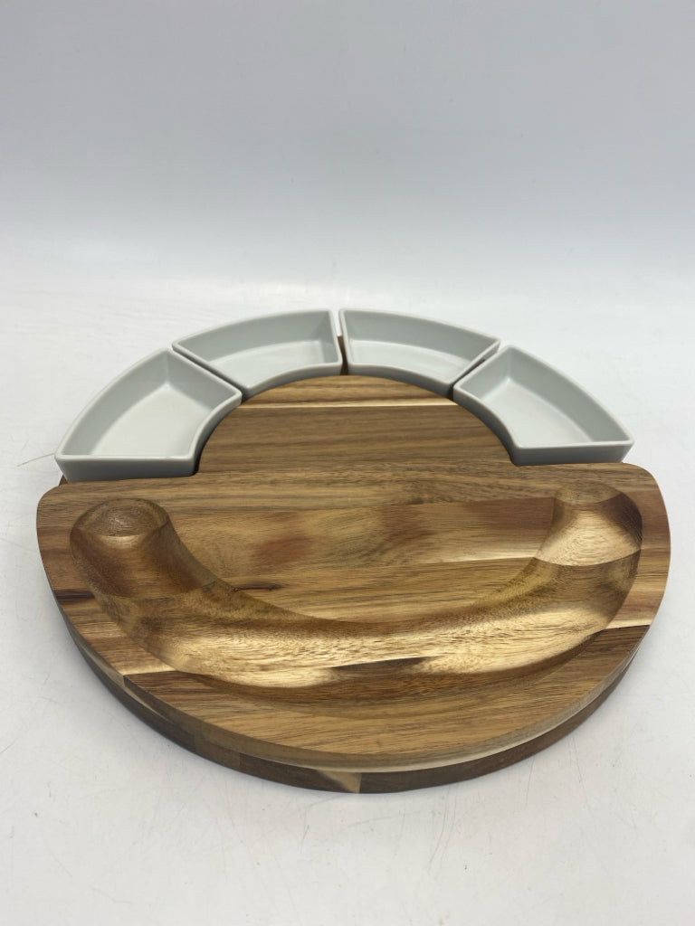 Natural White Wood Ceramic Serving Piece