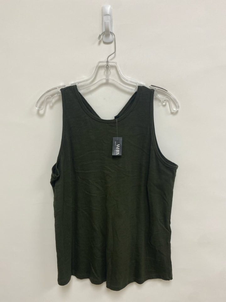 NWT Wht House/Blk Mkt Size M Dark Green Black Streaked Tank Ladies Top