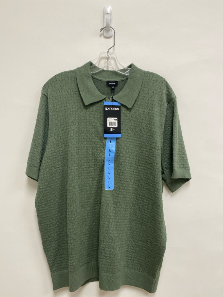 NWT Express Size L Sage Texture Polo Men&