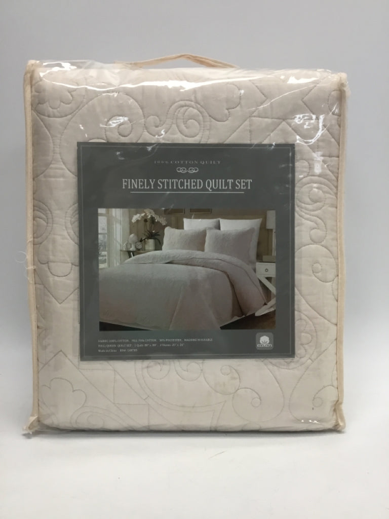 NEW/PKG Cream Quilted Cotton Quilt