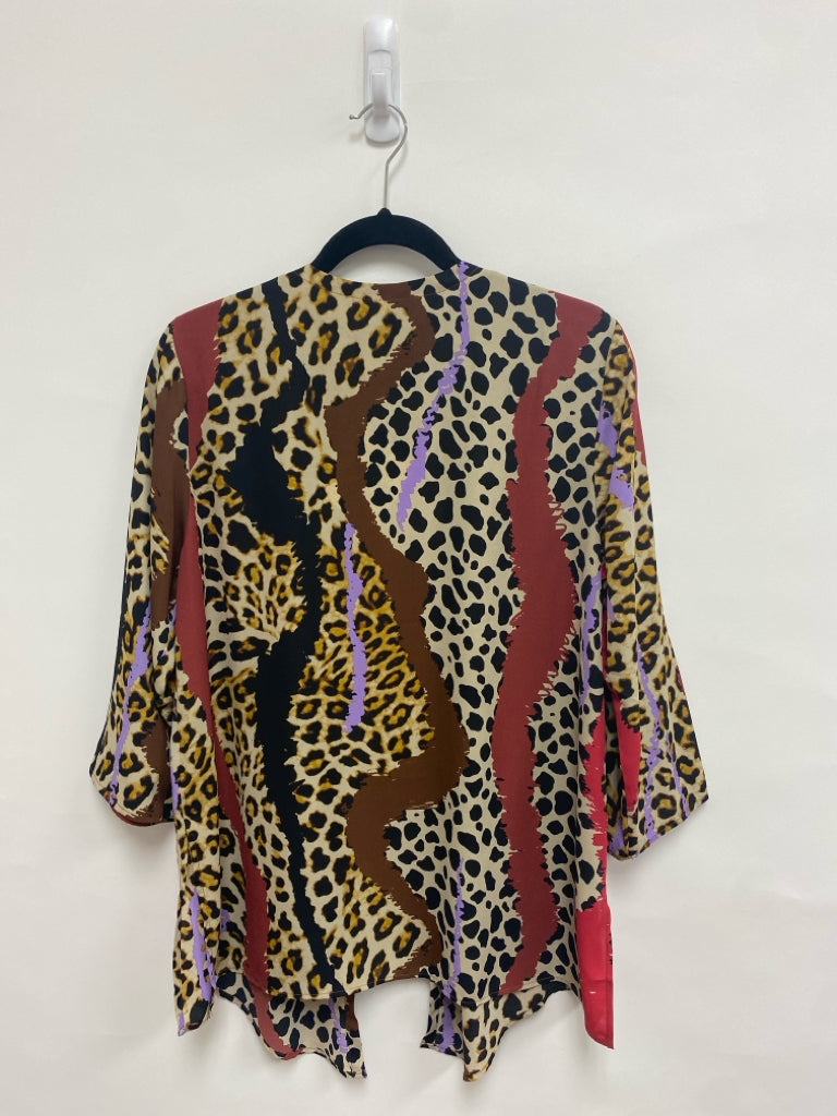 NWT Bob Mackie Size M Beige/Blk Burgundy/Multi Assorted Print Ladies Kimono
