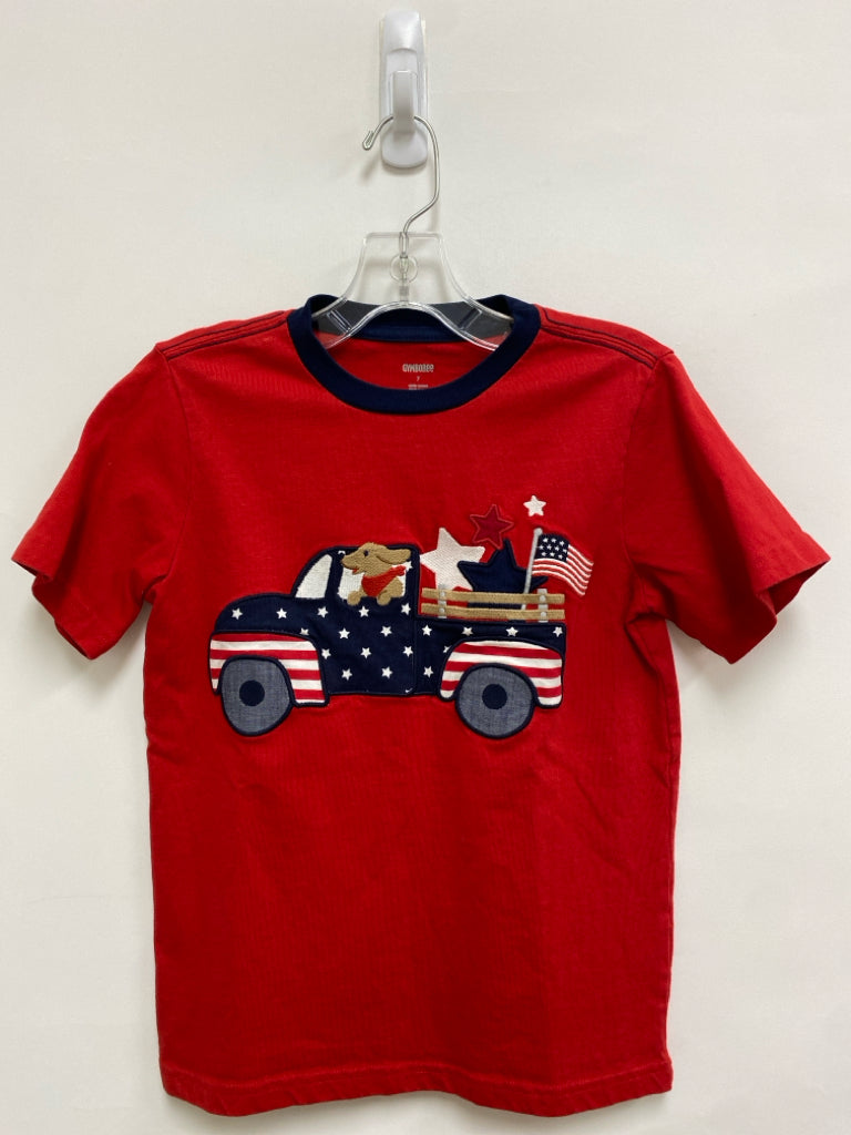 Gymboree SIZE 7 Red Navy/White Trucks Boy&