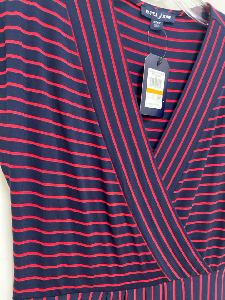 NWT Nautica Size S Red/Navy Striped Ladies Dress