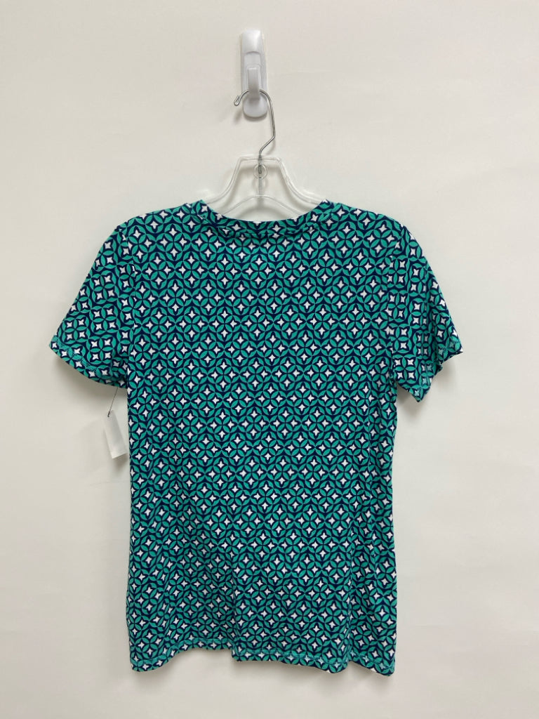 NWT Talbots Size XS Navy White/Blue Print Petite Top