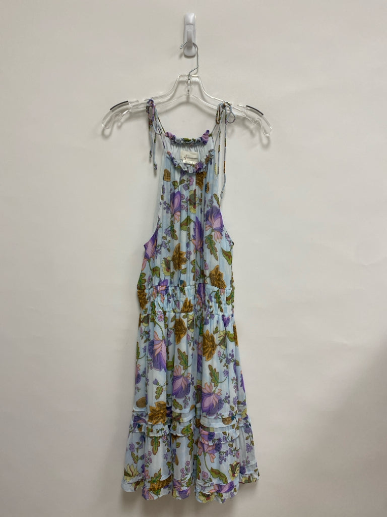 Anthropologie Size M Blue/Tan Purple/Multi Floral Halter Ladies Dress