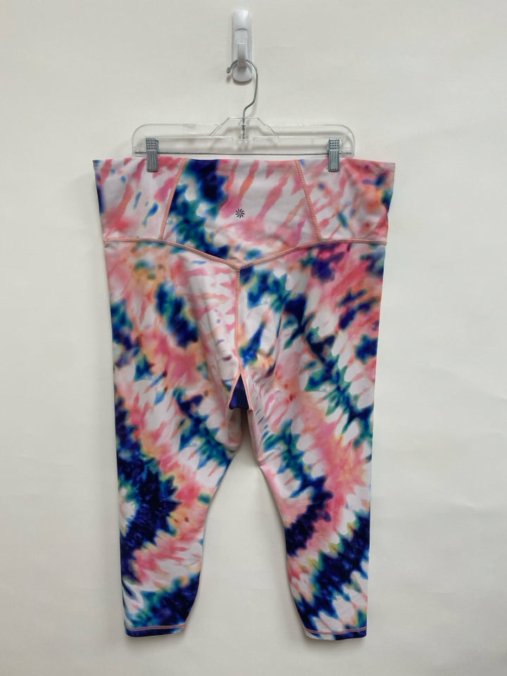 Athleta  SIZE  2X Pink/White Coral/Blue Tie Dye Plus Size Athletic Legging