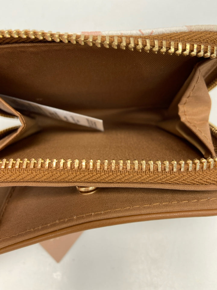 NWT White/Brown Multi-Color Flower(s) Wallet