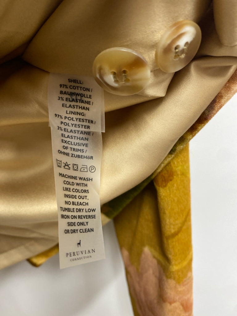 Peruvian Conn. Size 14 Mustard Floral Velour Ladies Jacket