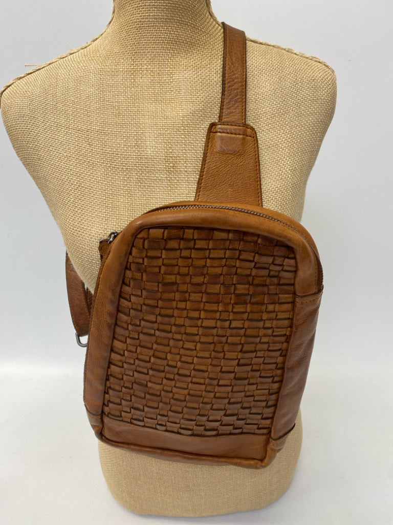 Brown Woven Leather Crossbody