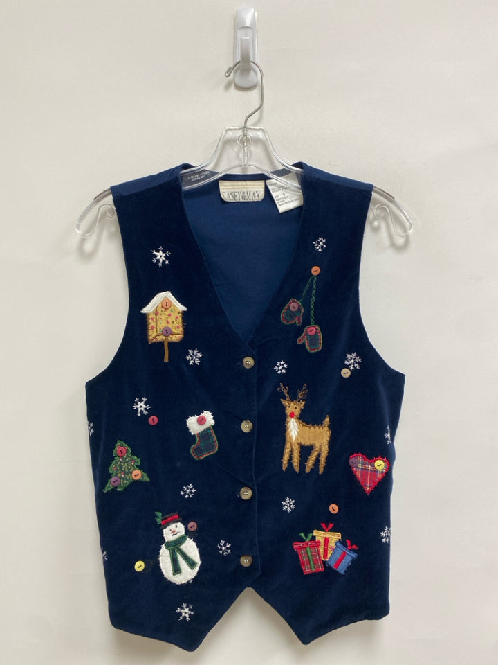 Size S Navy/Red Red/Green Christmas Button Up Ladies Vest