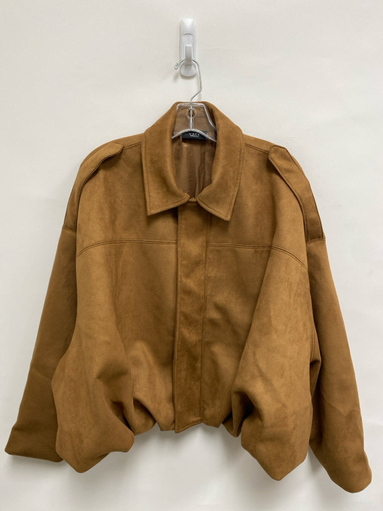 Size M Tan Zip Down Faux Suede Ladies Jacket
