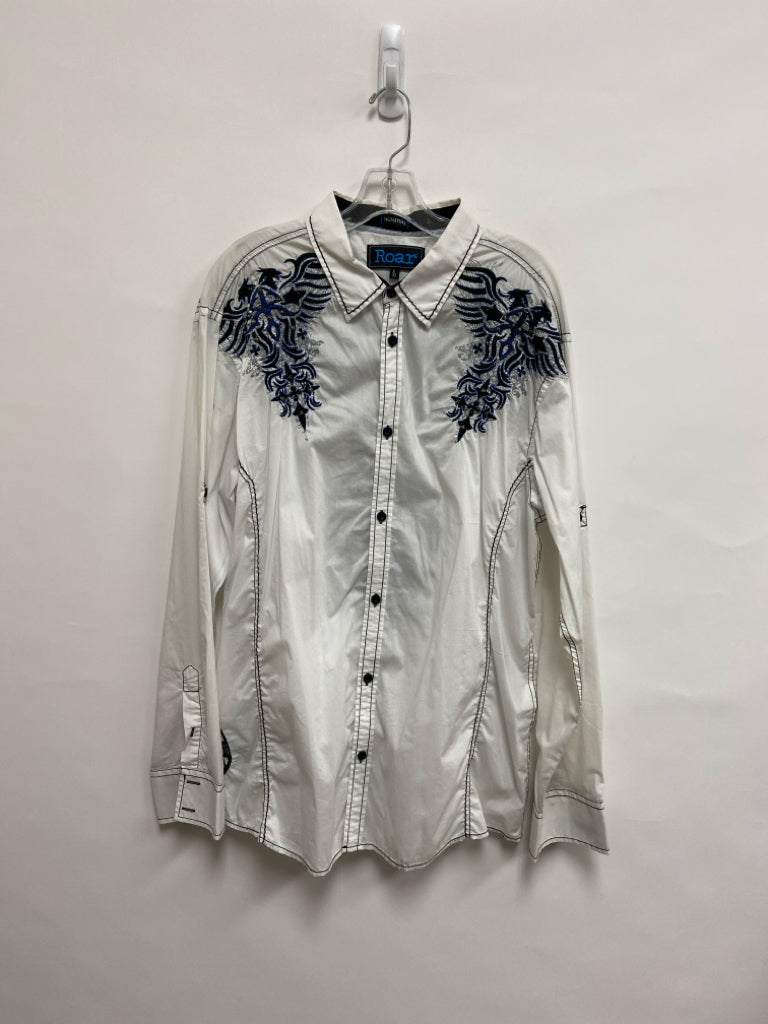 Roar Brand Size 2X White Black/Blue Embroidered Men&