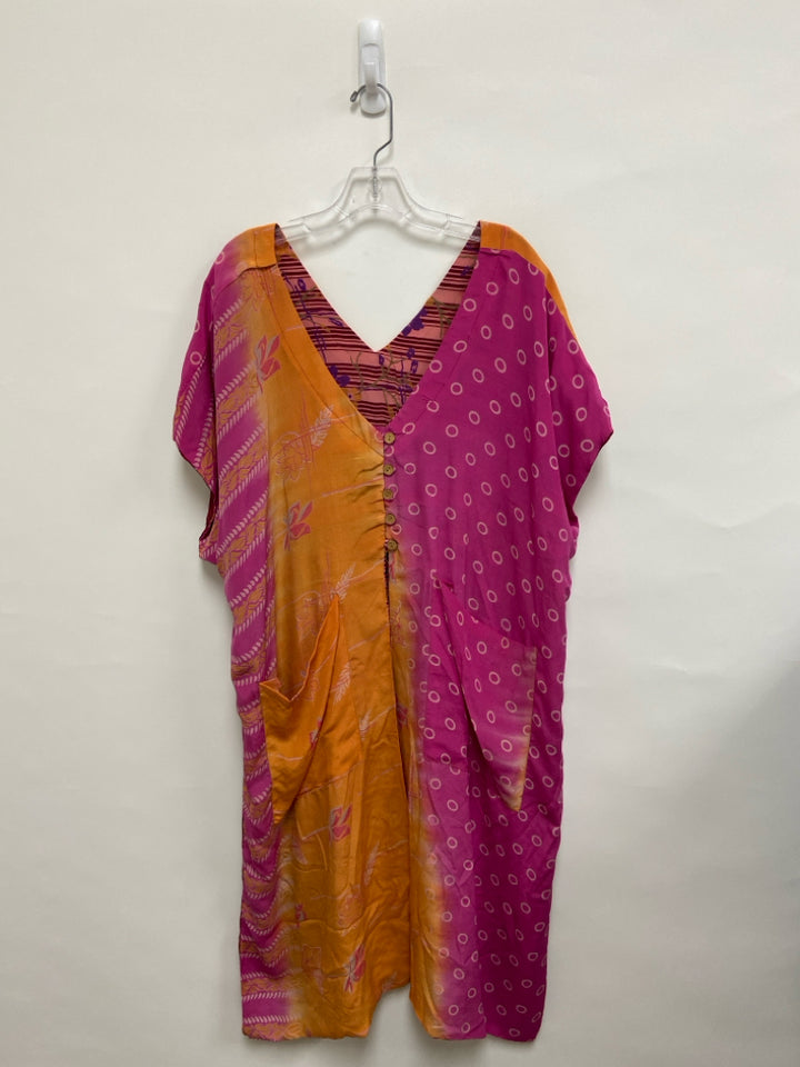 Size OSFM Orange/Pink Assorted Print Button Up Ladies Kimono