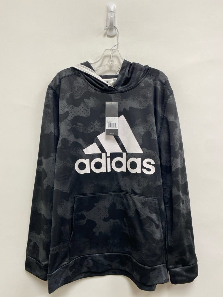 NWT Adidas SIZE 18/20 Black Charcoal Camouflage Hooded Boy&