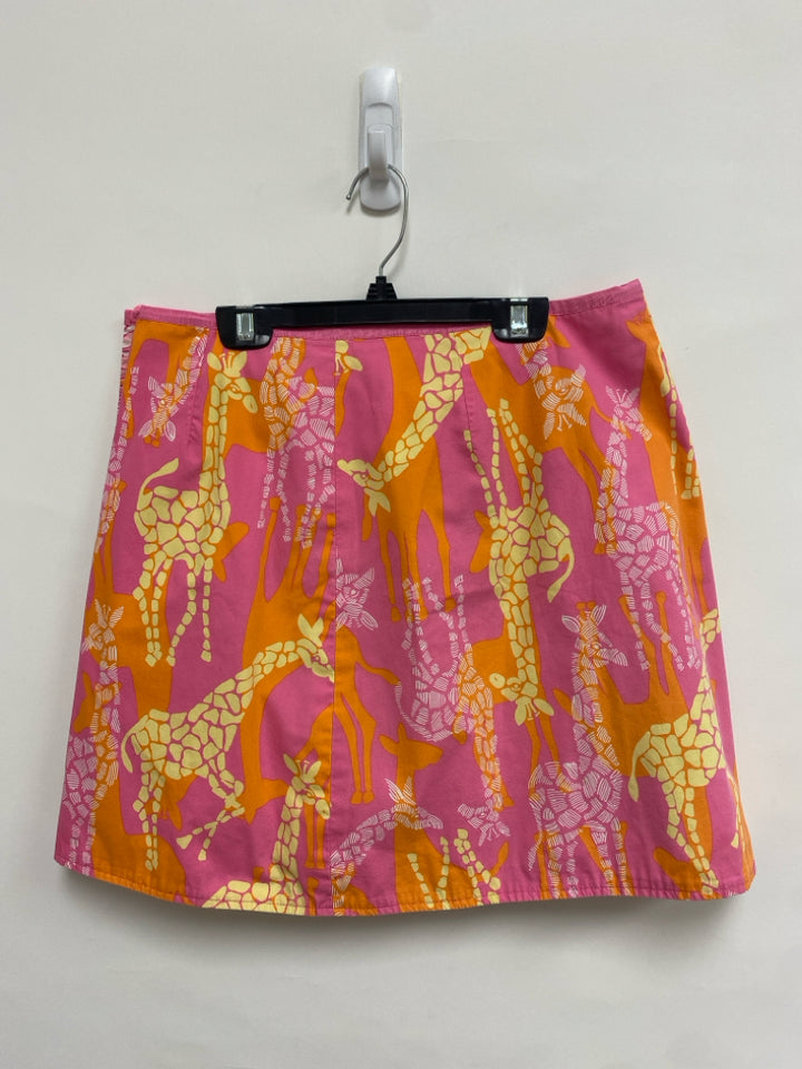 LILLY PULITZER Size 0 Pink Orange/Yellow Giraffe Wrap Ladies Skirt