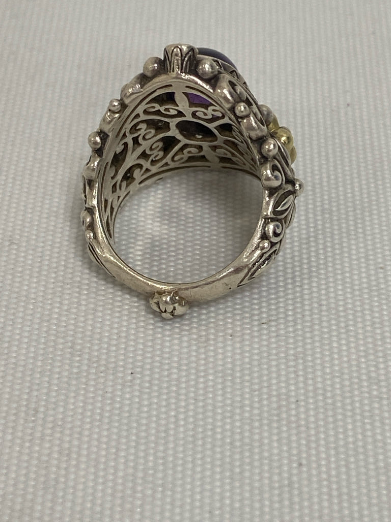 Silver/Gold Purple Stones Ring