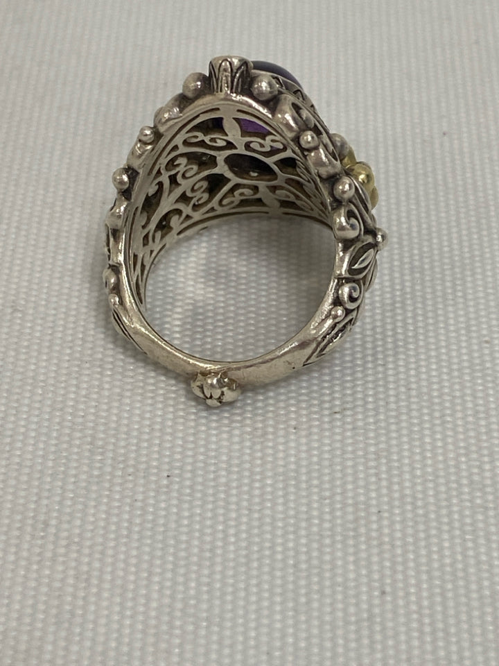Silver/Gold Purple Stones Ring