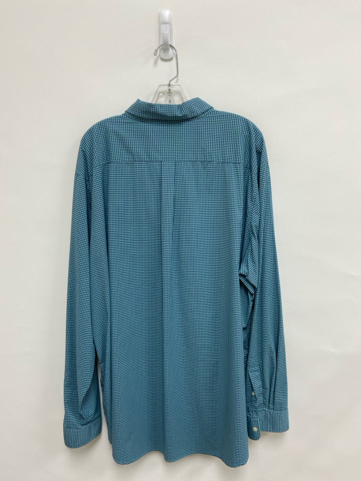 Vineyard Vines Size 2X Seafoam Navy Checkered Button Up Men&