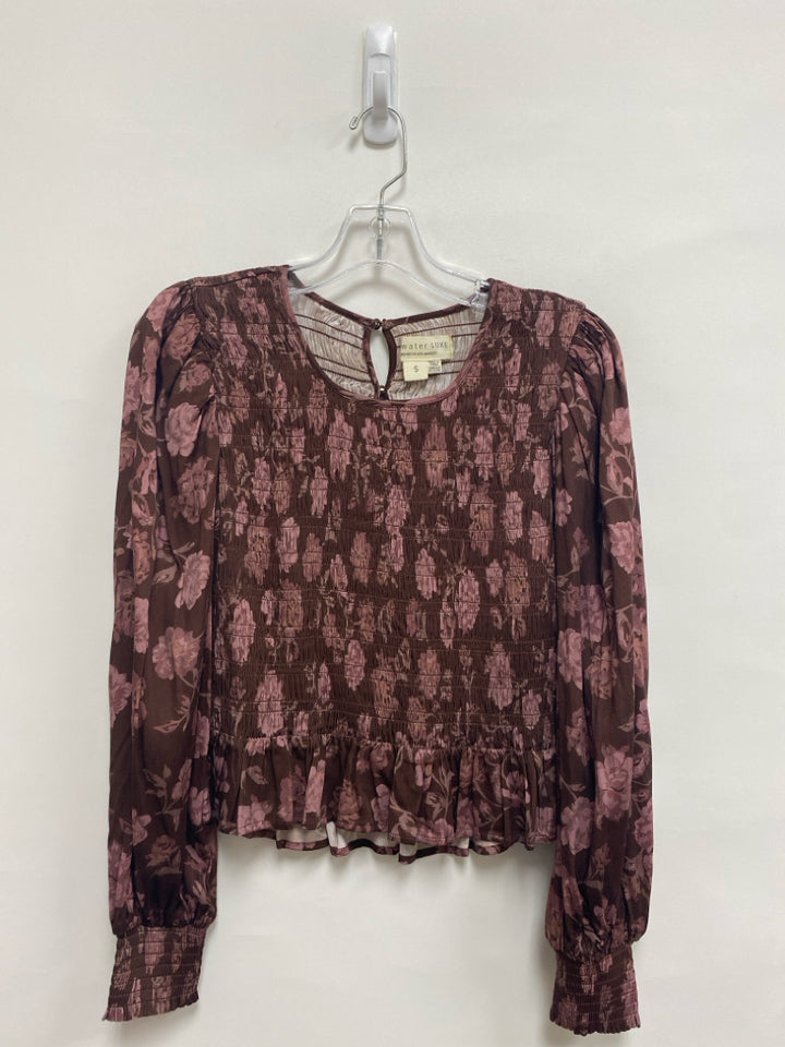 Size S Burgundy Mauve Smocking Ladies Top