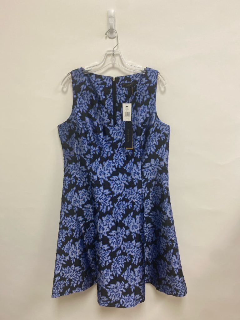 NWT Donna Karan Size 14 Black Blue Floral Sleeveless Ladies Dress