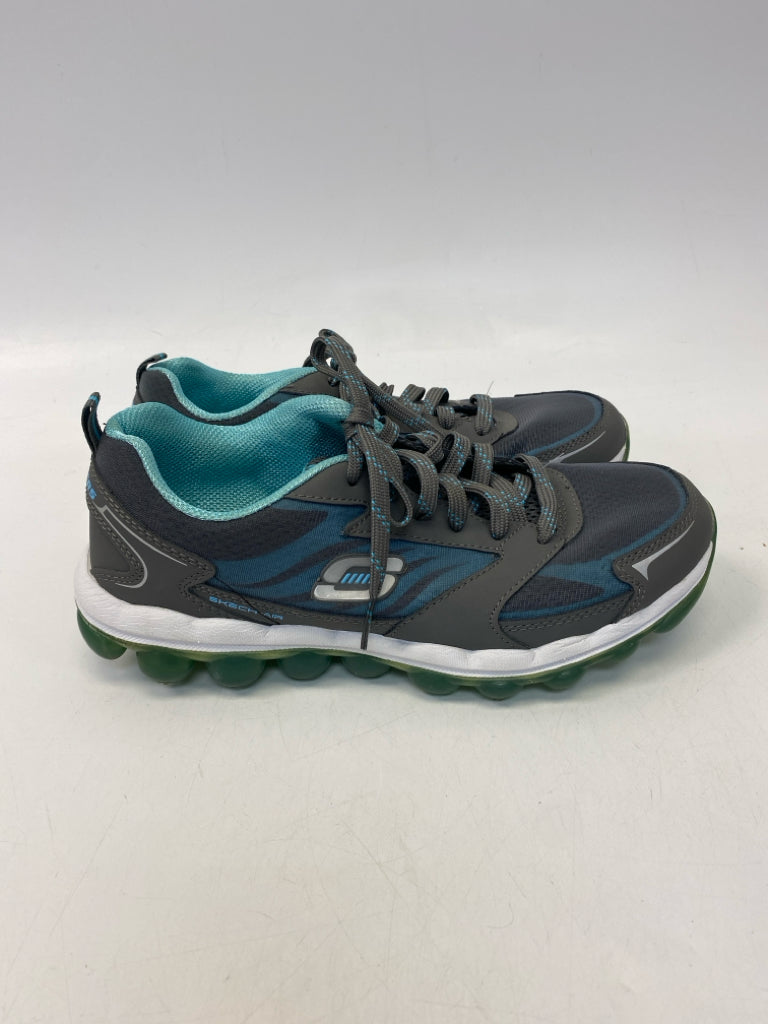 Skechers US Shoe Size 8.5 Gray Turquoise Lace-up Sneakers