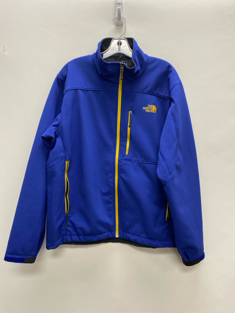North Face Size L Blue Yellow Trimmed Zip Down Men&