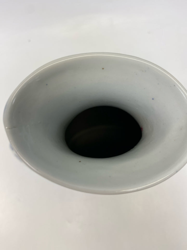 Blue White Print Ceramic Vase