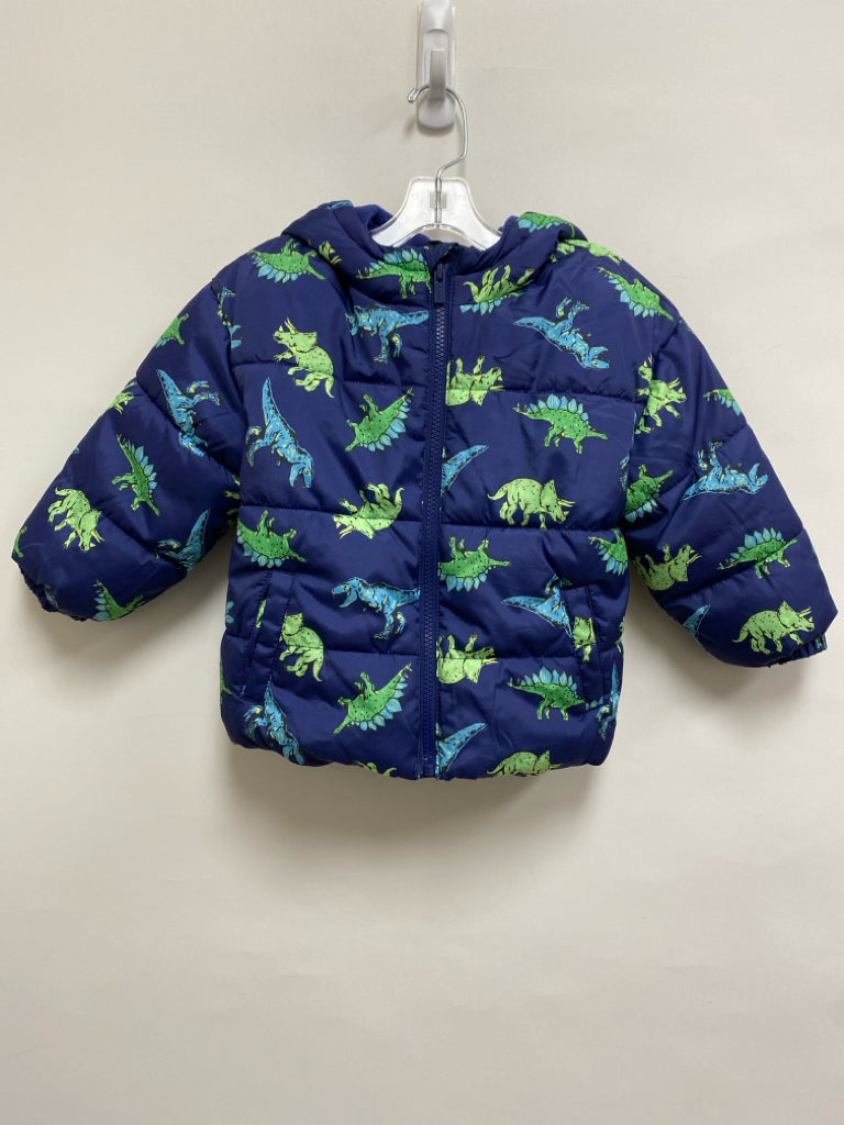 Old Navy SIZE 3T Blue Green Dinosaurs Puffer Hooded Boy&