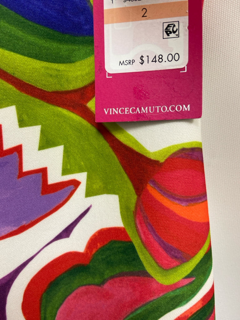 NWT VINCE CAMUTO Size 2 Blue/Green Multi Color Floral Sleeveless Ladies Dress