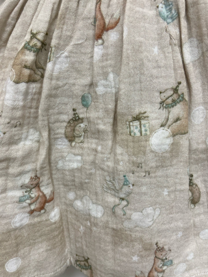 NWT ELEGANT BABY SIZE 9-12M Tan White/Multi Animals Girl&