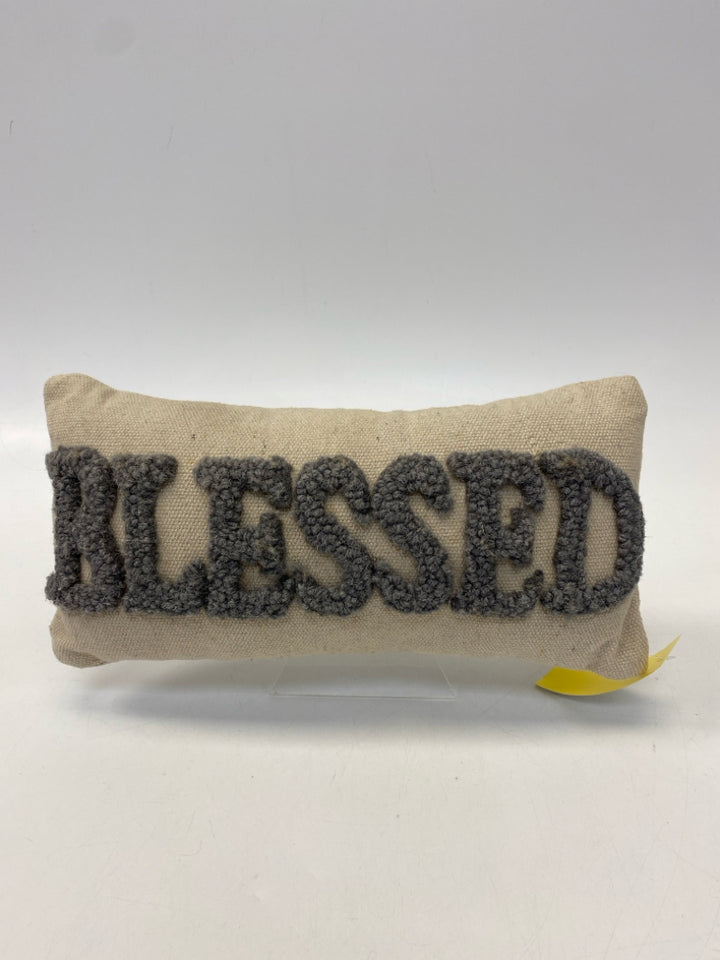 Mudpie Tan Gray Words Pillow