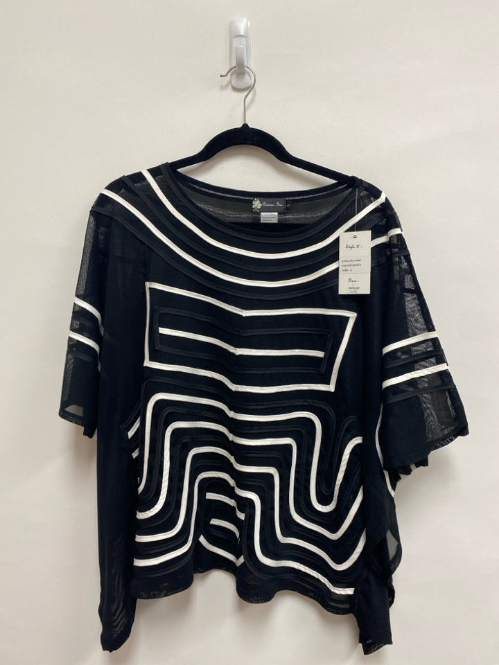 NWT Damee, Inc. Size S Black White Sheer Ladies Top