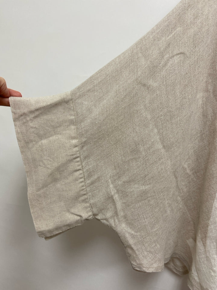 CHRZASZCZ INC. Size OSFM Tan Abstract Linen Ladies Kimono