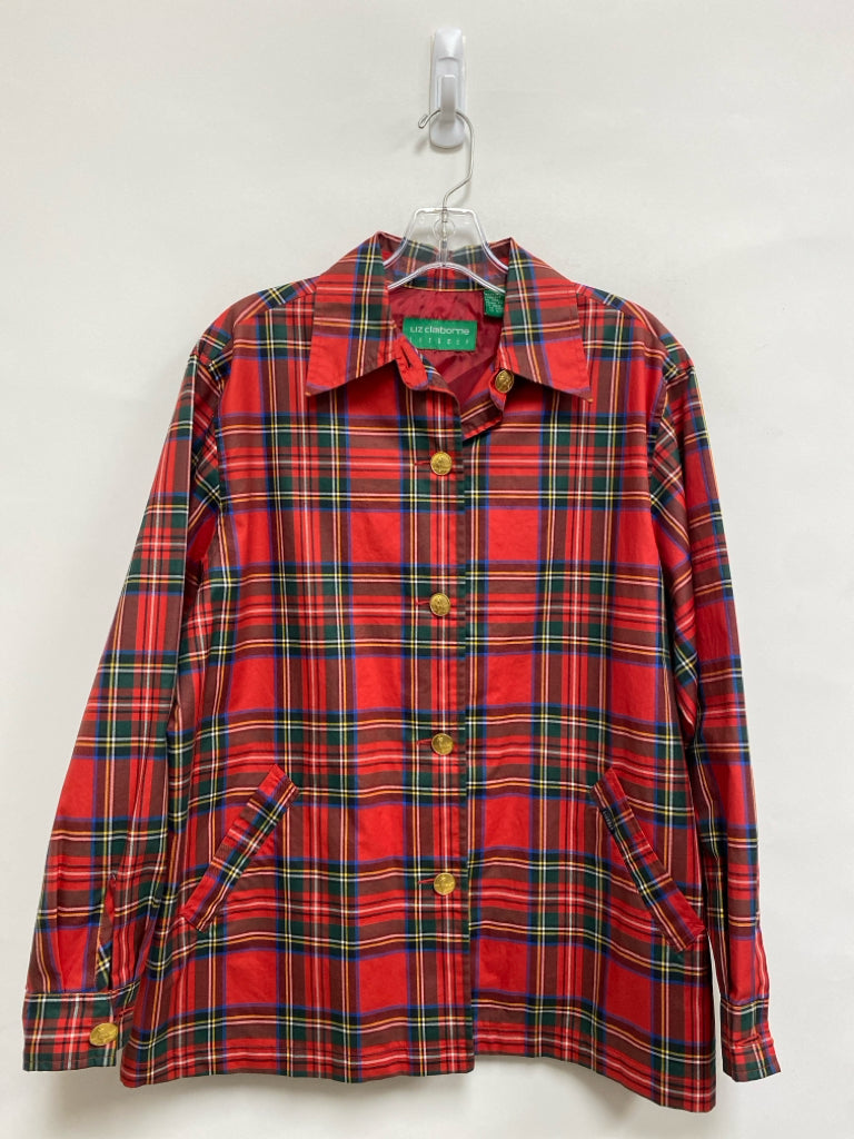 Liz Claiborne Size S Red Green/Multi Plaid Ladies Jacket