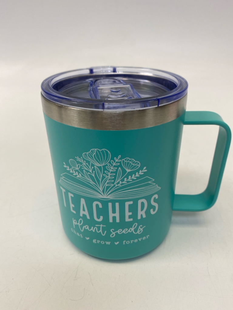 Turquoise White Words Coffee Mug