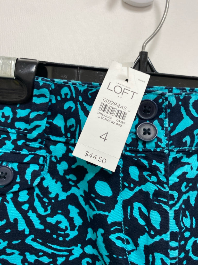 NWT LOFT Size 4 Turquoise Black Floral Ladies Shorts